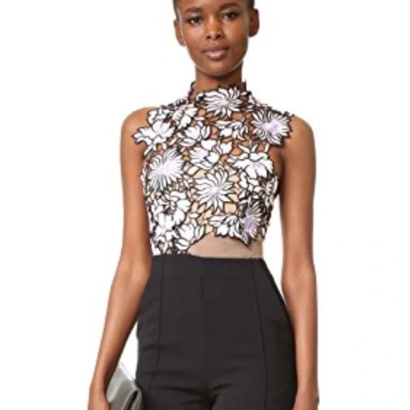 Self Portrait Lilac Guipure Floral Lace Sleeveless Jumpsuit - Picture 15 of 15